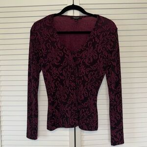 Karen Kane Black and Purple Long Sleeve Top